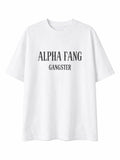 Alpha Fang Gangster White Oversize Typography T-shirt