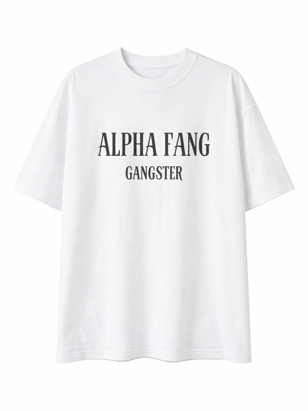 Alpha Fang Gangster White Oversize Typography T-shirt