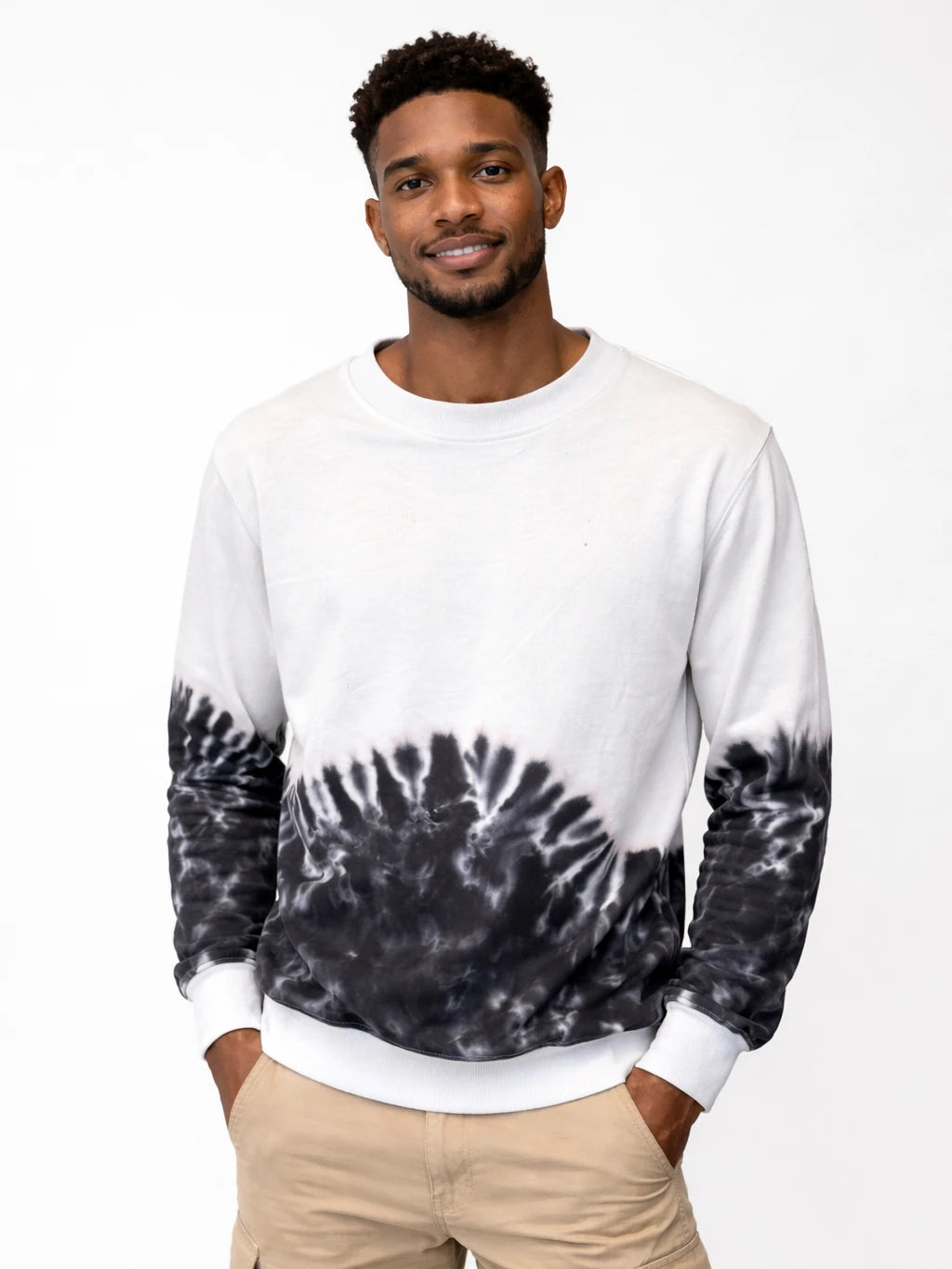 Black & White Tie-Dye Printed Sweatshirt