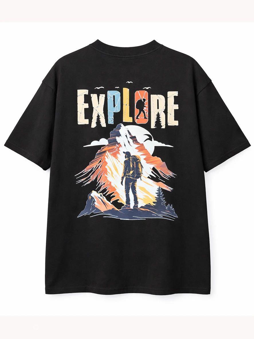 Explore Black Oversize graphic T-shirt