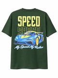 My Speed My Rules  Green Oversize graphic T-shirt