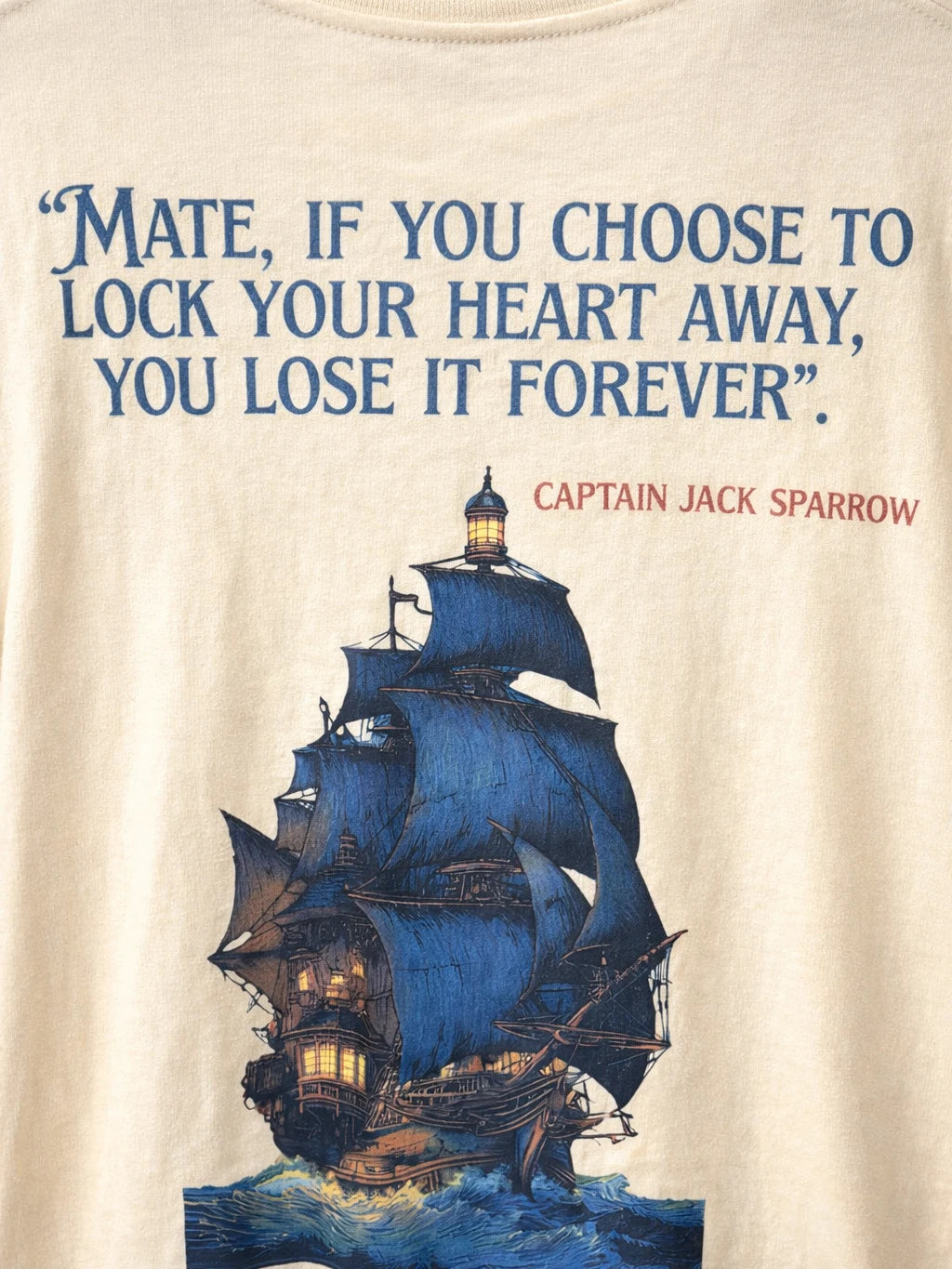 Captain Jack Sparrow Beige Oversize graphic T-shirt