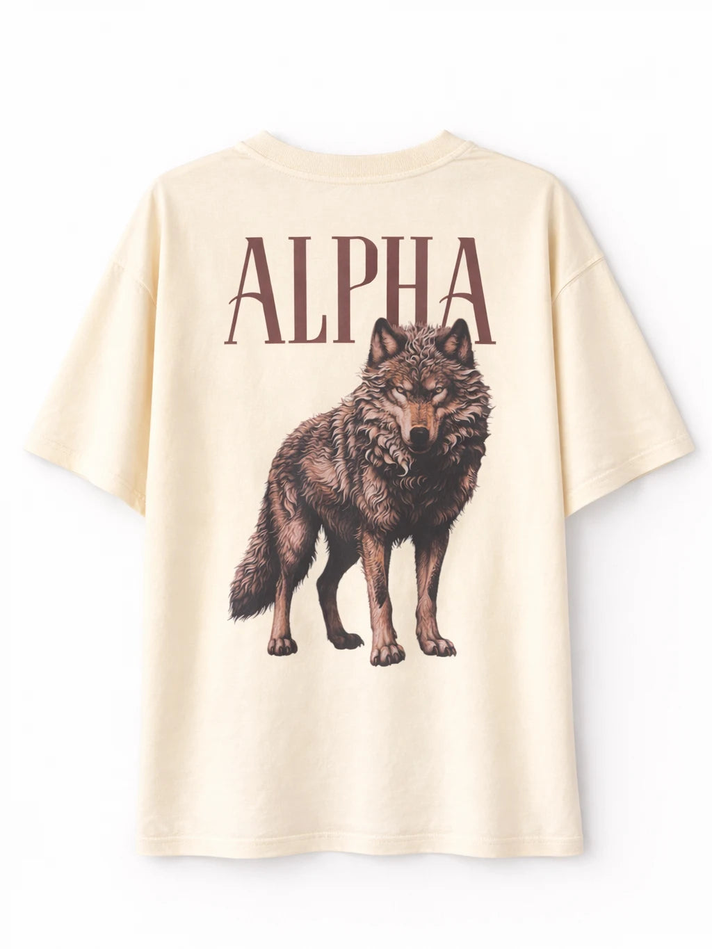 Alpha Wolf Beige Oversize graphic T-shirt