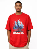 Glitched Life Red Oversize graphic T-shirt
