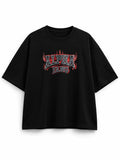 Alpha Fang Fire Black Oversize Typography T-shirt