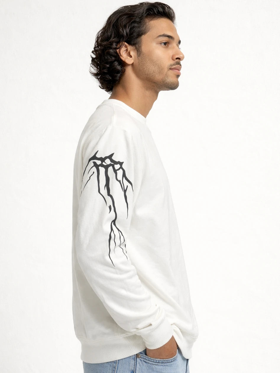 Central Skull illustration - High Contrast Black Ink Style Sweatshirt