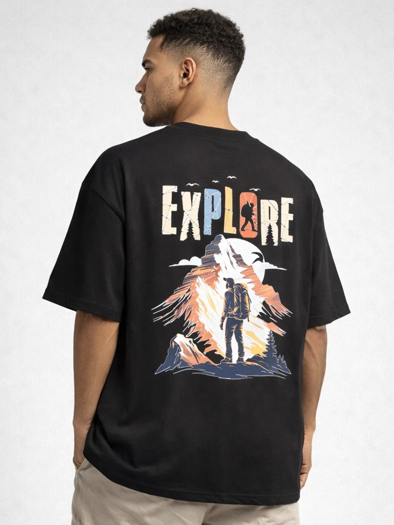Explore Black Oversize graphic T-shirt