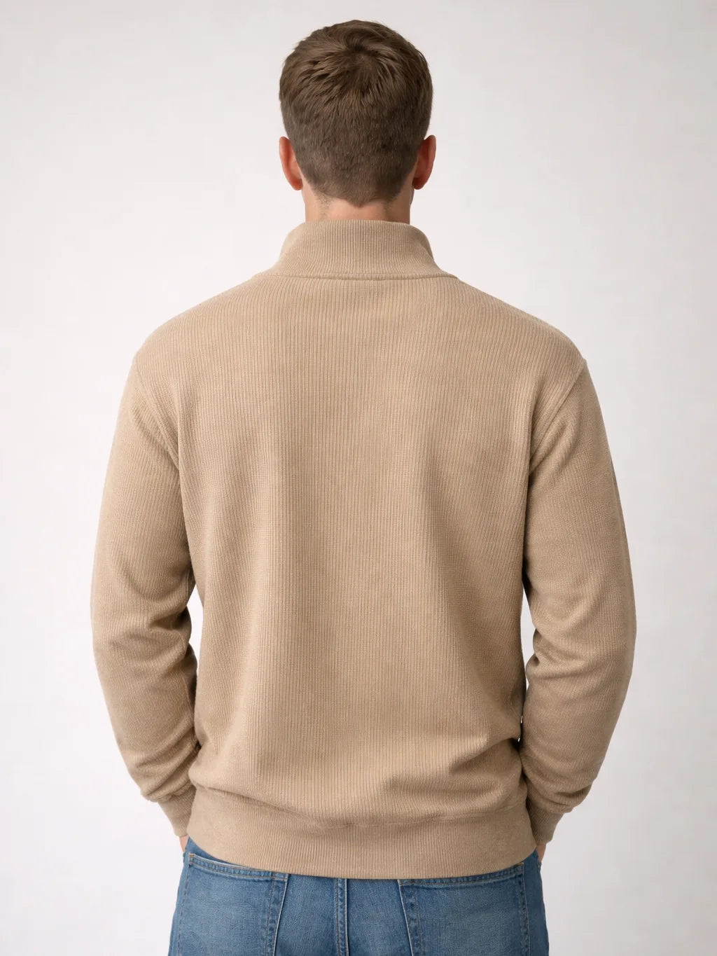 Beige Zipper Sweatshirt