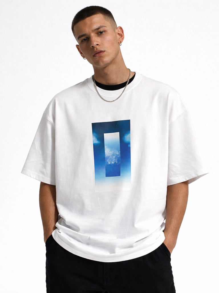 Sky White Oversize graphic T-shirt