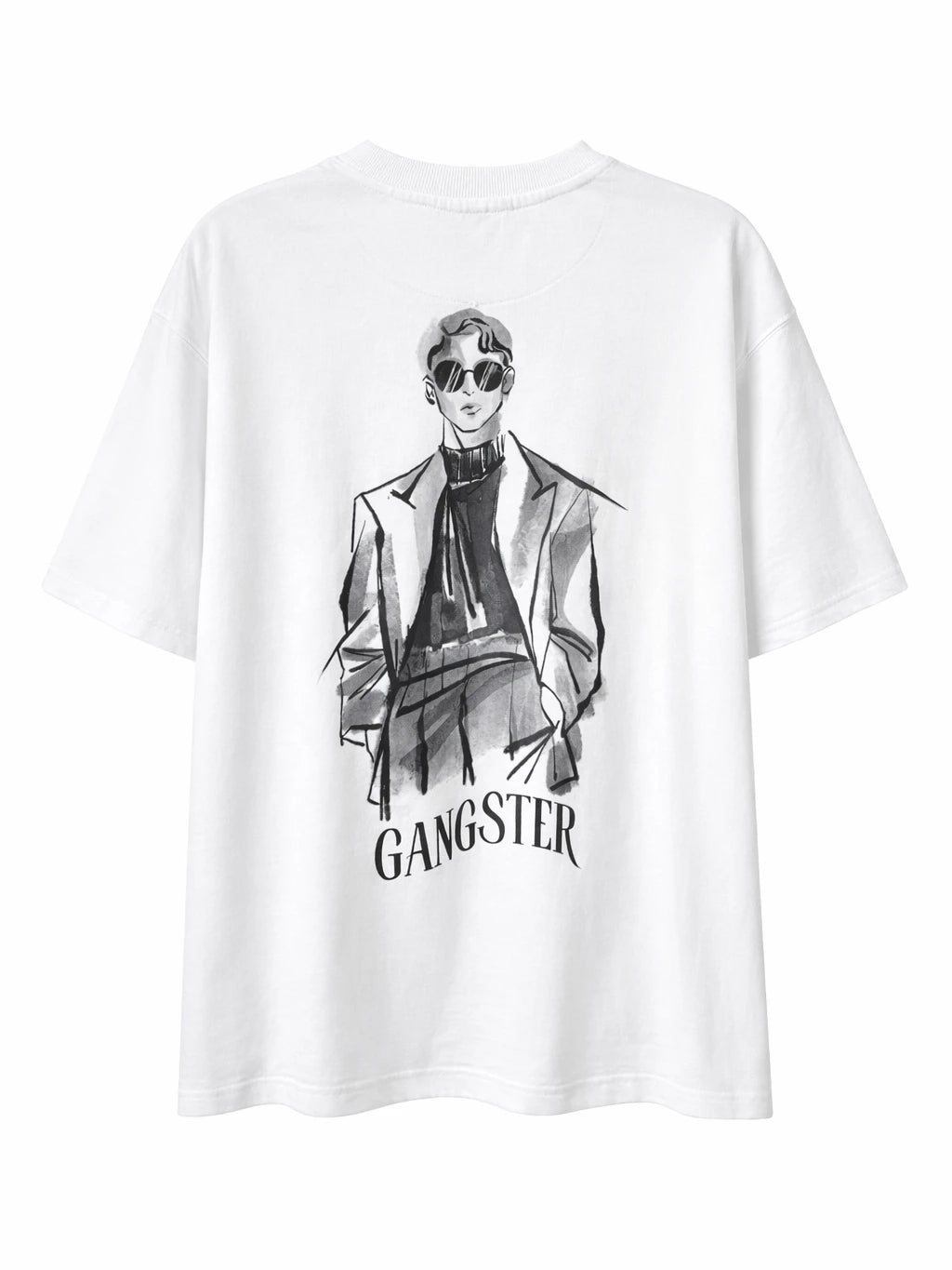 Alpha Fang Gangster White Oversize Typography T-shirt