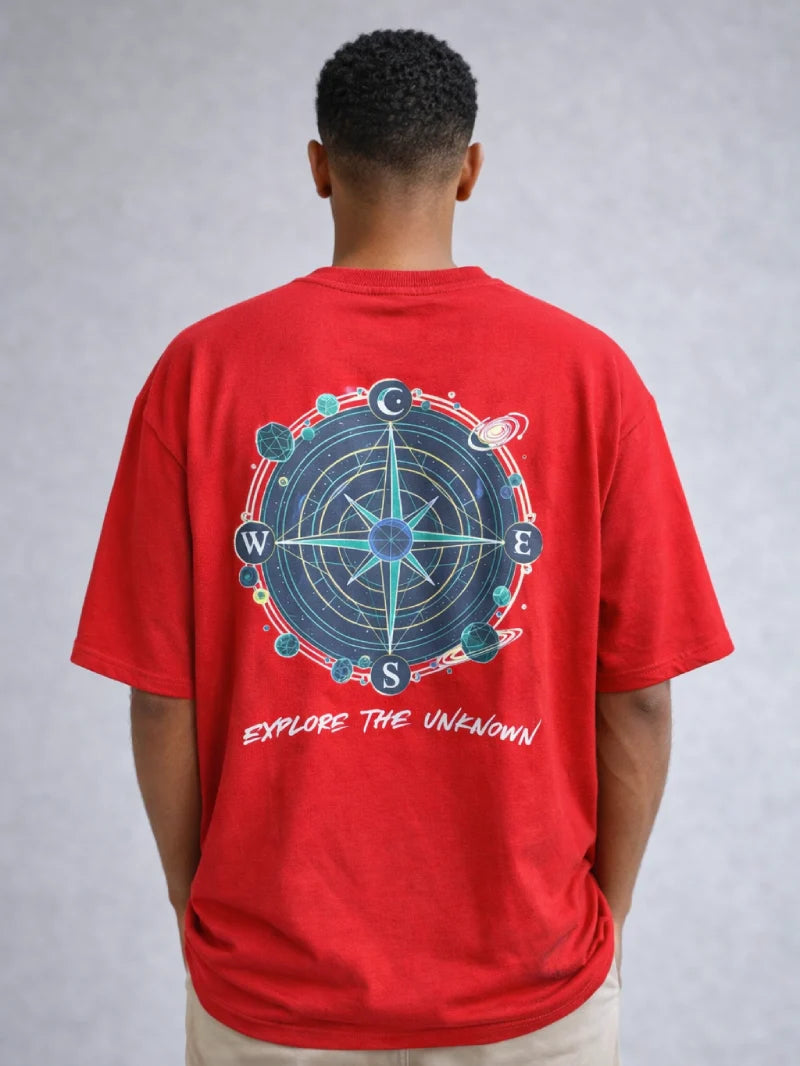Explore the Unknown Red Oversize graphic T-shirt