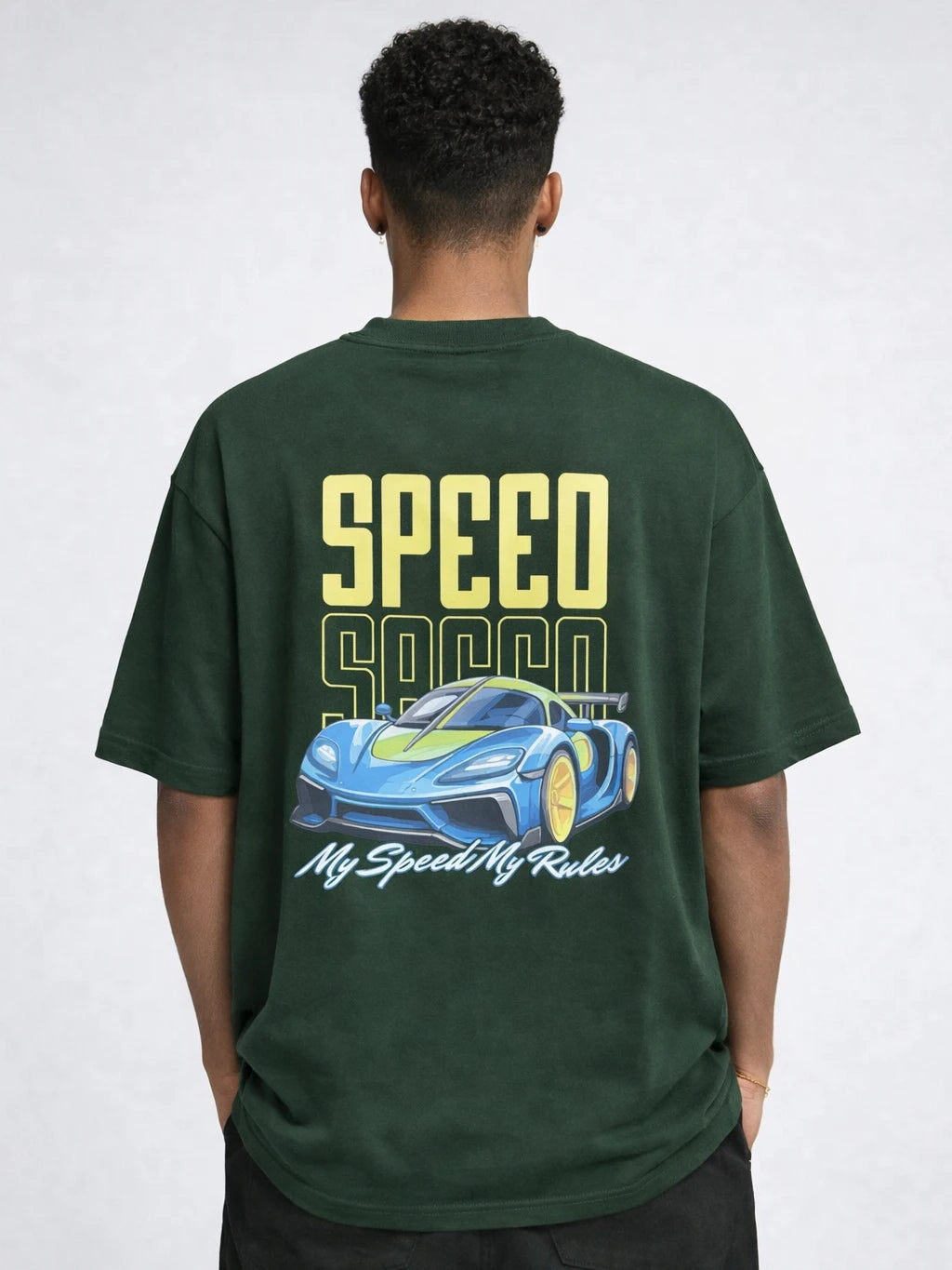 My Speed My Rules  Green Oversize graphic T-shirt