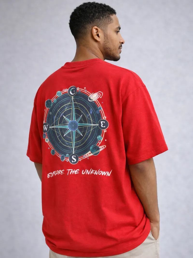 Explore the Unknown Red Oversize graphic T-shirt