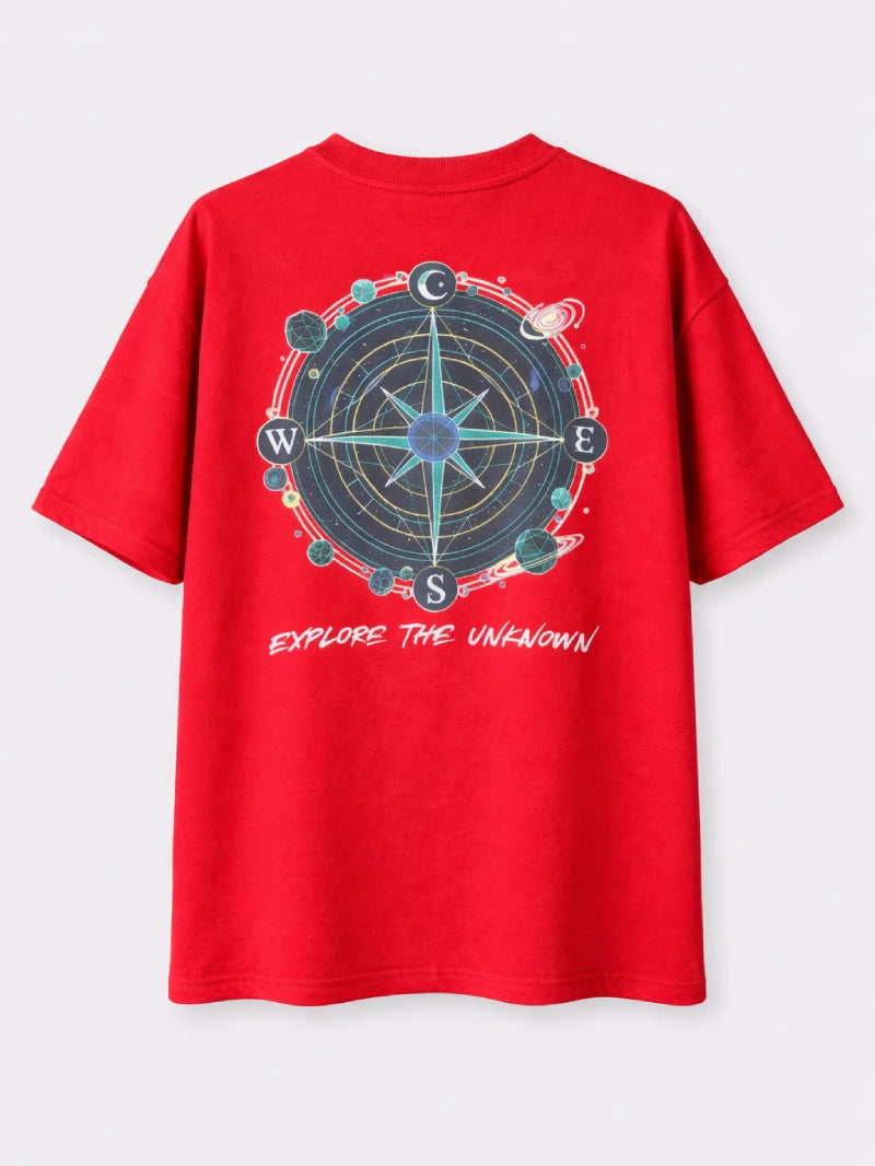 Explore the Unknown Red Oversize graphic T-shirt