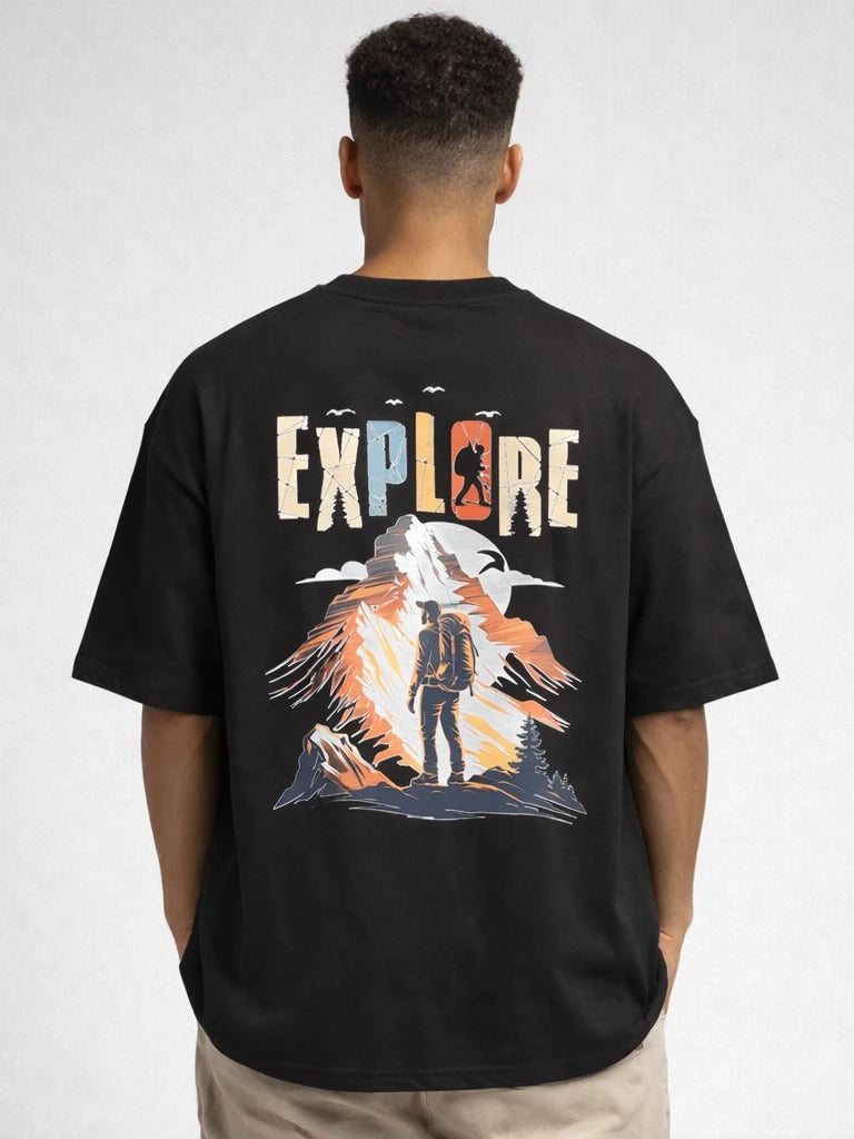 Explore Black Oversize graphic T-shirt