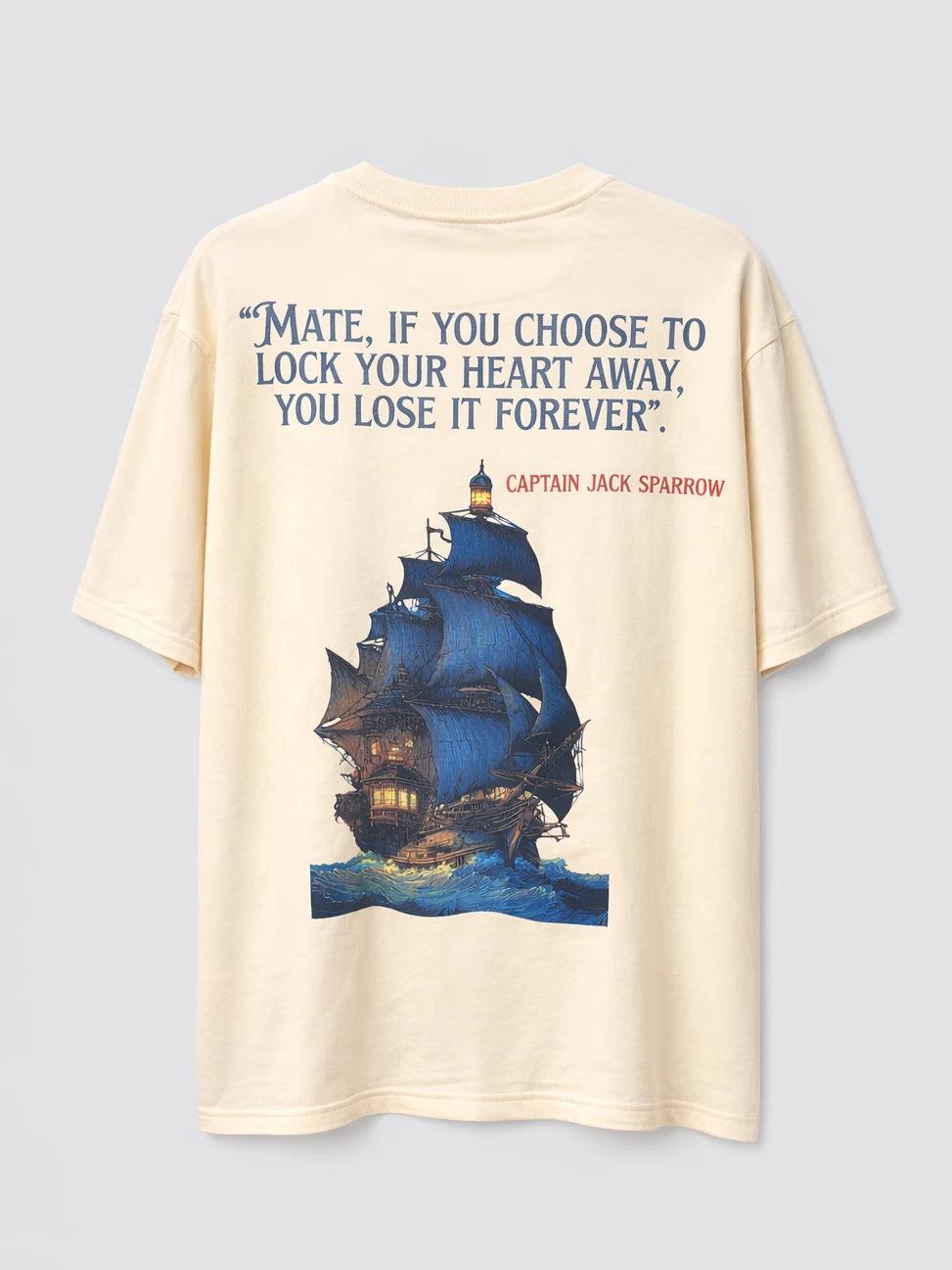 Captain Jack Sparrow Beige Oversize graphic T-shirt