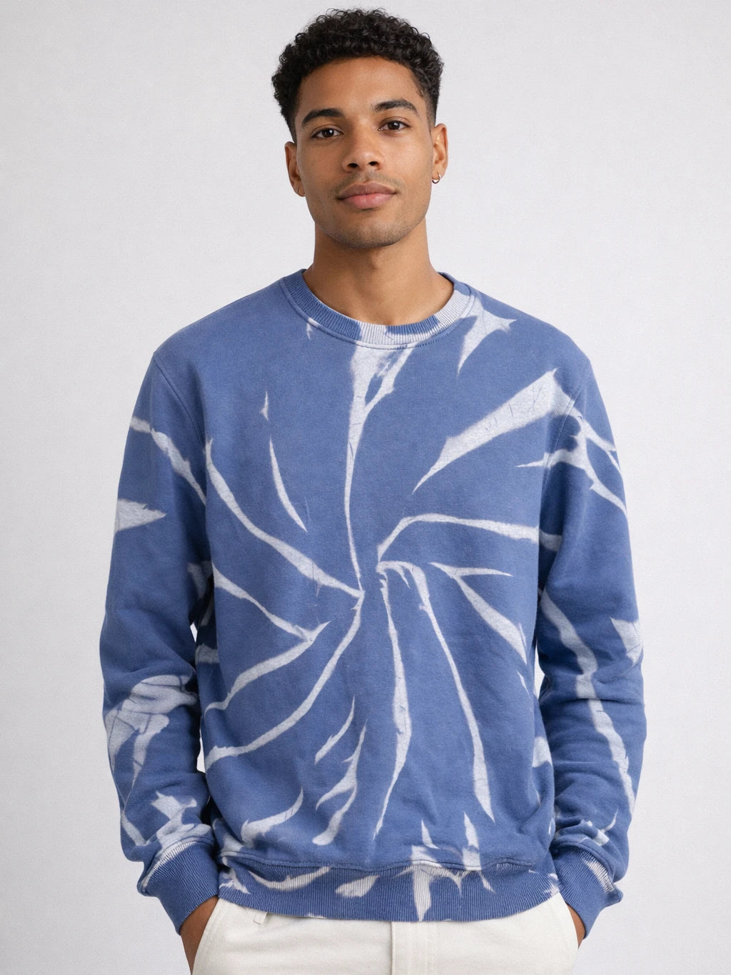 Blue Spiral Tie-Dye Crewneck Sweatshirt