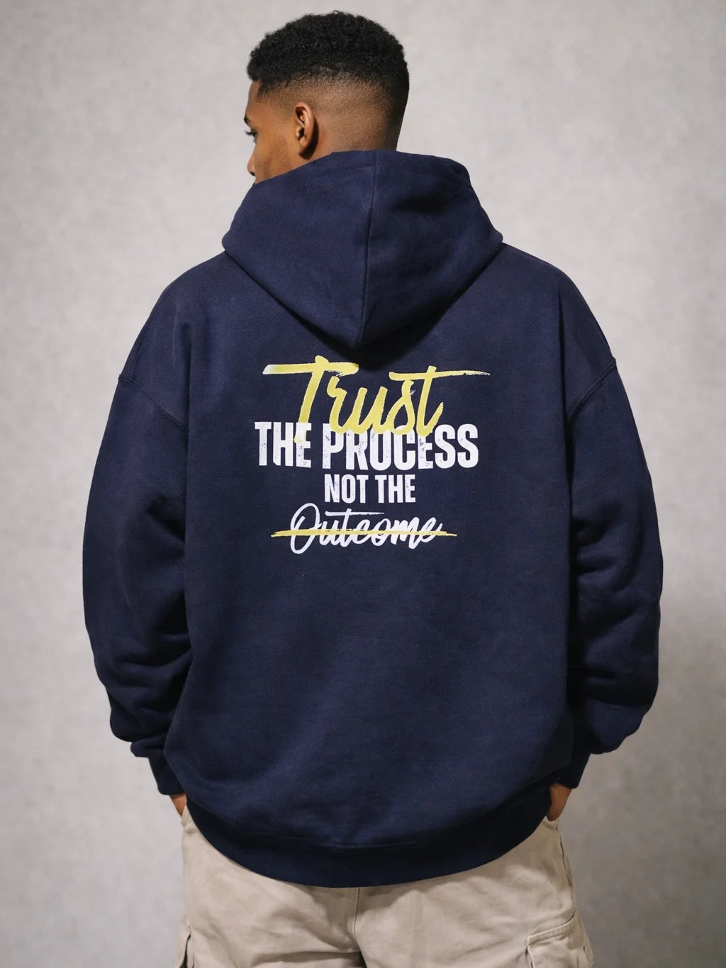 Trust the Process Navy Typography Hoodie