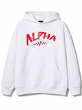 Alpha Fang Thunder White Typography Hoodie