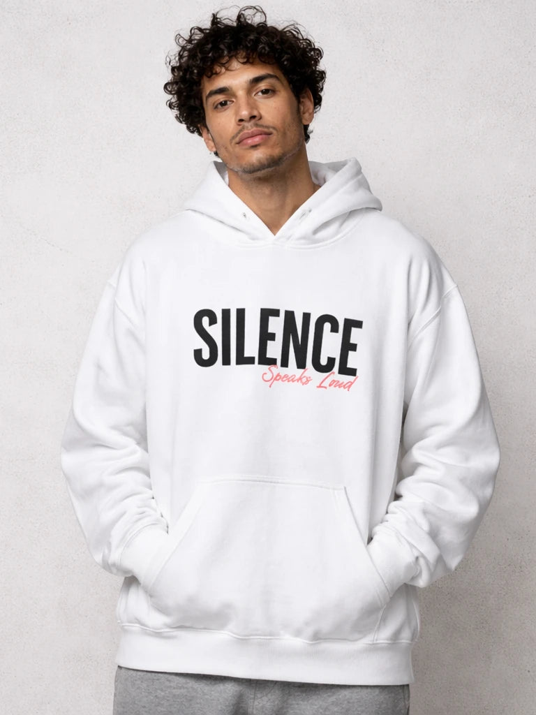 Silence White graphic Hoodie