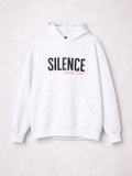 Silence White graphic Hoodie